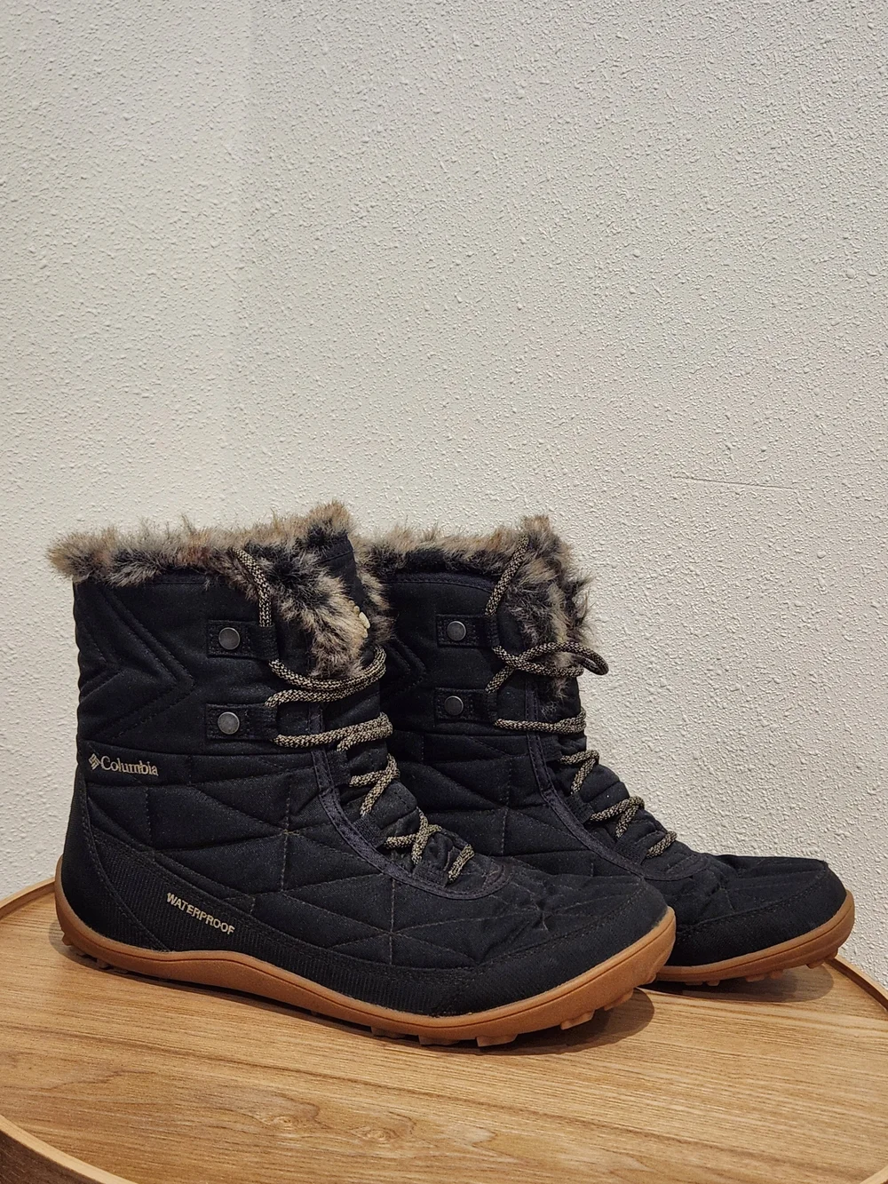 New Columbia Waterproof Women's Black Quilted Faux-Fur Winter Boots